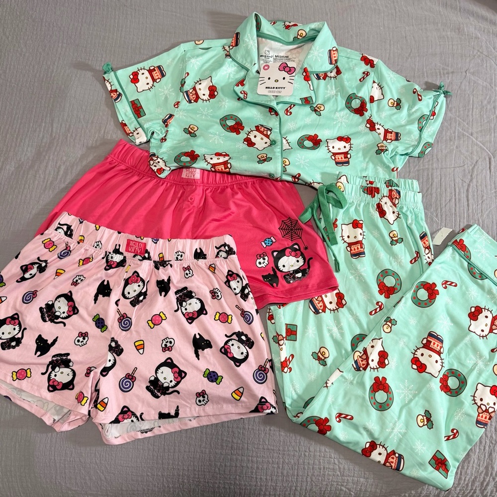 Hello Kitty Pajama Set Size Medium - Mint Green and Pink